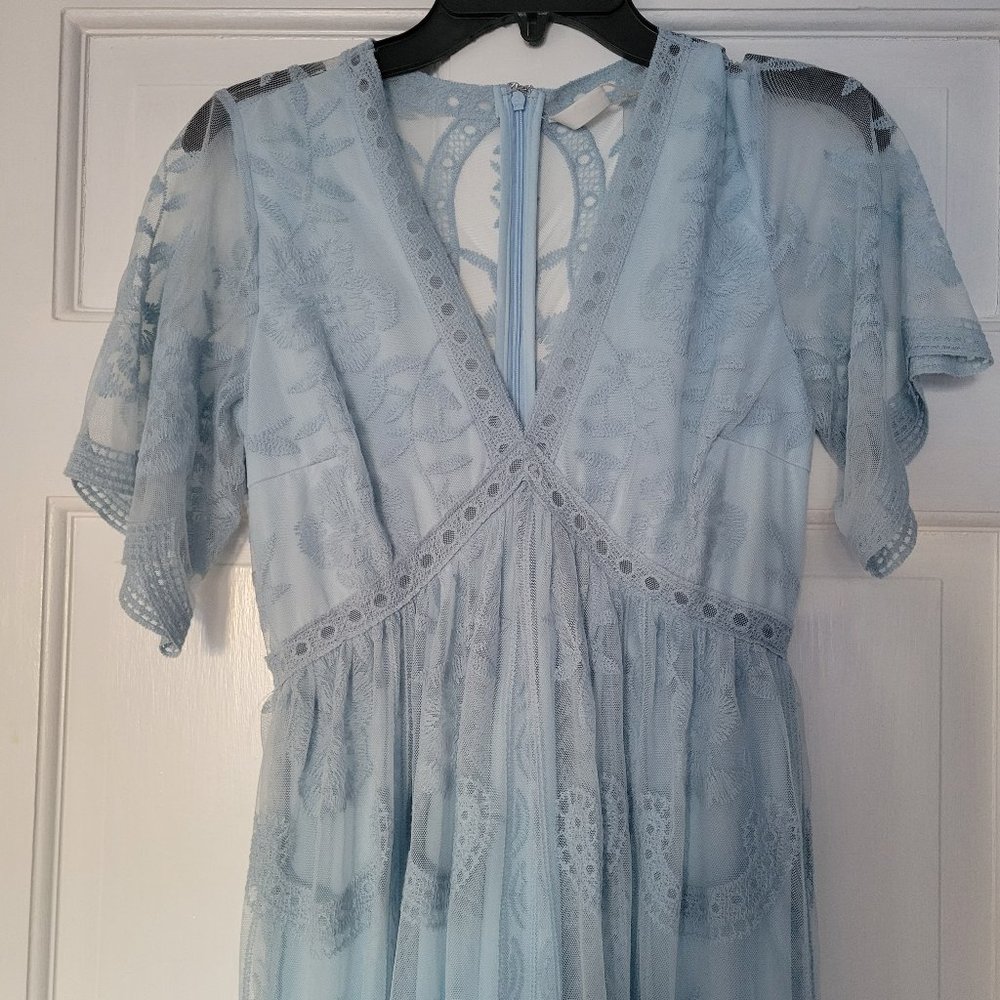 Pinkblush Light Blue Lace Maternity Dress NWT